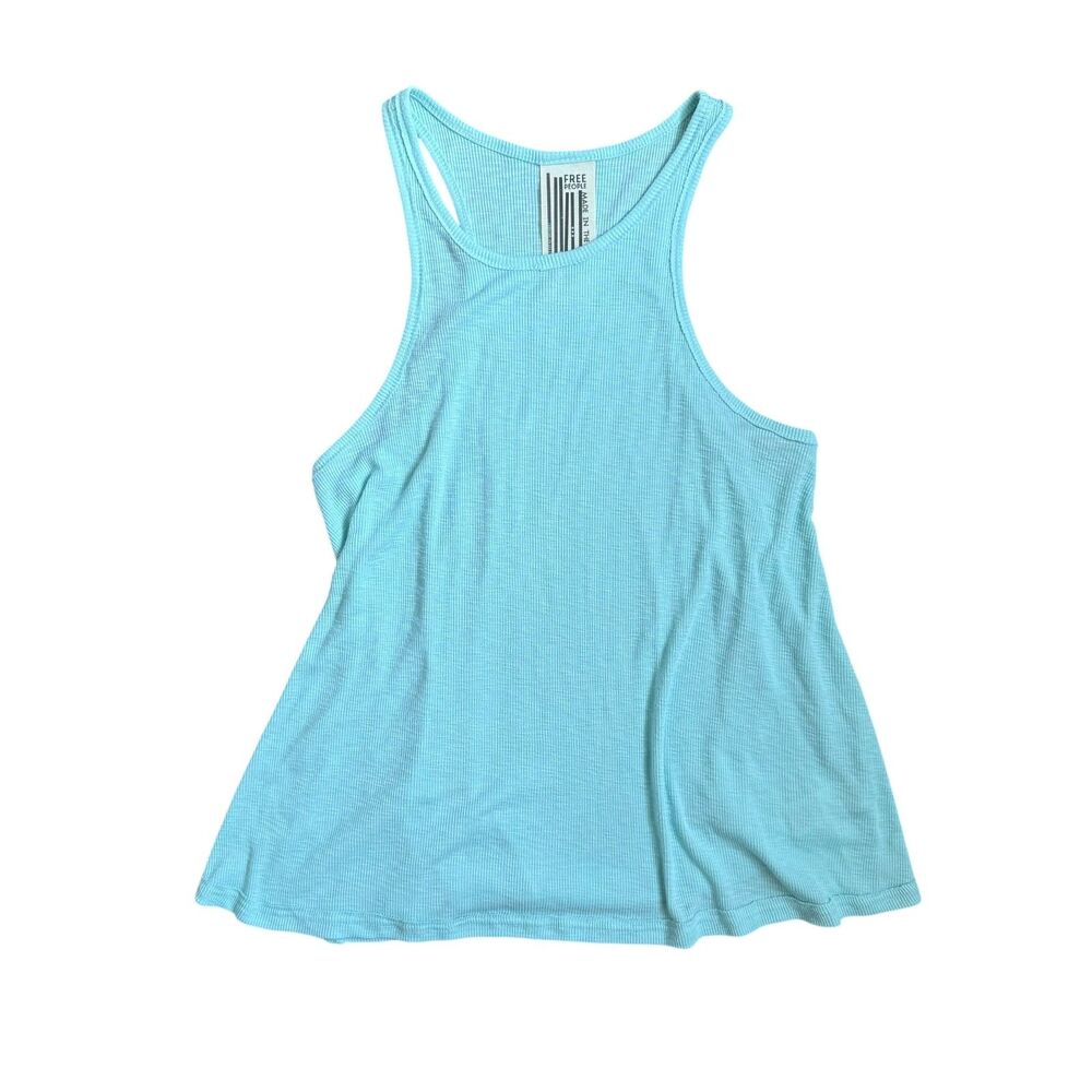 Free People Aqua Tank Made In USA Beachy Boho Flowy Tank Summer
